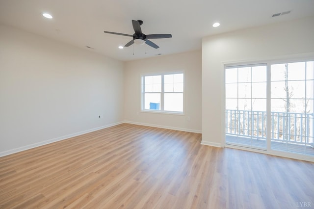 128 Brenleigh Ct Unit 202, Lynchburg, VA 24501 - empty room with baseboards, a ceiling fan, light wood-style floors, and recessed lighting