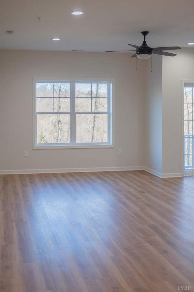 128 Brenleigh Ct Unit 202, Lynchburg, VA 24501 - unfurnished room featuring wood finished floors, baseboards, ceiling fan, and recessed lighting