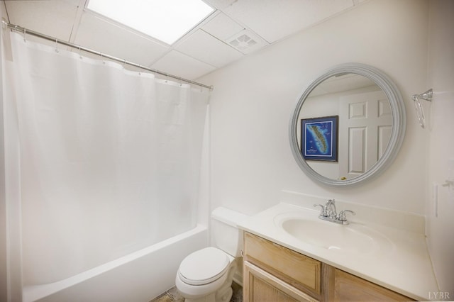 152 Fairwinds Ct, Forest, VA 24551 - full bathroom featuring vanity, toilet, shower / tub combo, and a drop ceiling