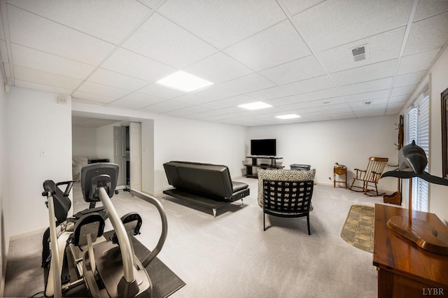 152 Fairwinds Ct, Forest, VA 24551 - exercise area with a paneled ceiling, carpet floors, and baseboards