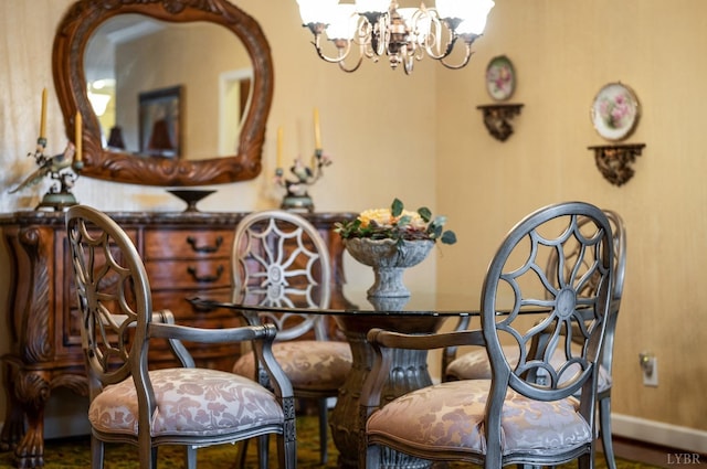 152 Fairwinds Ct, Forest, VA 24551 - dining space featuring a chandelier and baseboards