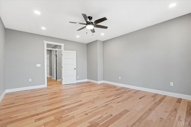 4615 Everett Rd, Forest, VA 24551 - unfurnished bedroom featuring recessed lighting, a ceiling fan, baseboards, and light wood-style floors
