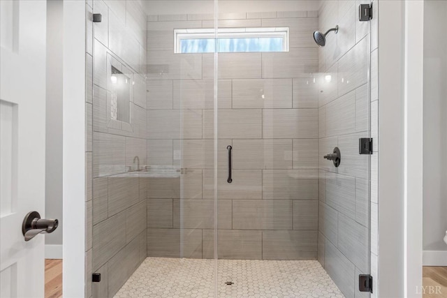 4615 Everett Rd, Forest, VA 24551 - bathroom with a stall shower and baseboards