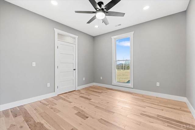 4615 Everett Rd, Forest, VA 24551 - spare room featuring ceiling fan, light wood-type flooring, recessed lighting, and baseboards