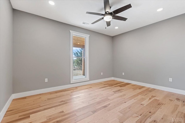 4615 Everett Rd, Forest, VA 24551 - empty room featuring visible vents, a ceiling fan, light wood-style flooring, and baseboards