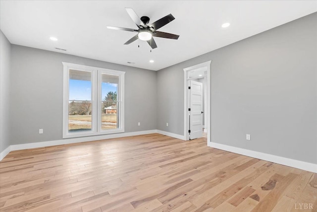 4615 Everett Rd, Forest, VA 24551 - empty room featuring recessed lighting, ceiling fan, baseboards, and light wood-type flooring
