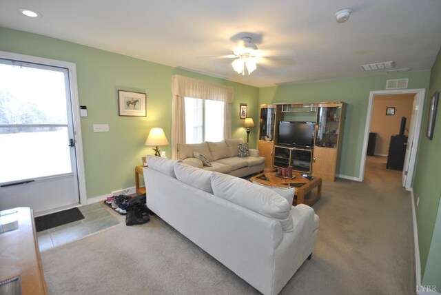 2453 Easome Rd, Hurt, VA 24563 - living room featuring ceiling fan, baseboards, and recessed lighting