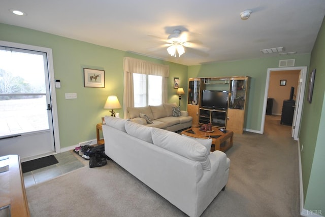 2453 Easome Rd, Hurt, VA 24563 - carpeted living area featuring ceiling fan, baseboards, and recessed lighting