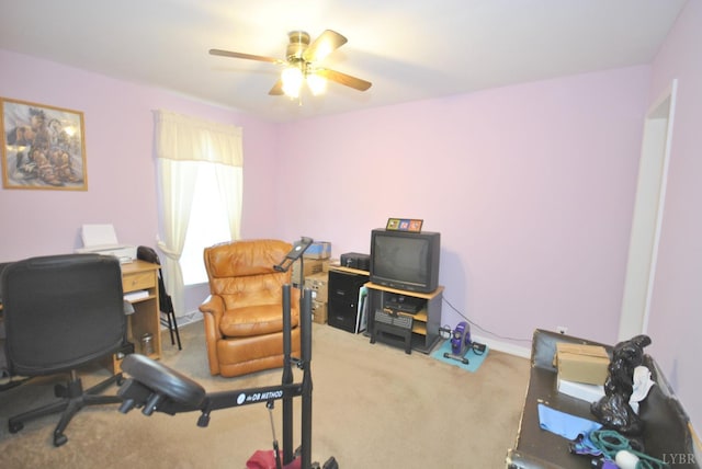 2453 Easome Rd, Hurt, VA 24563 - carpeted home office featuring ceiling fan and baseboards