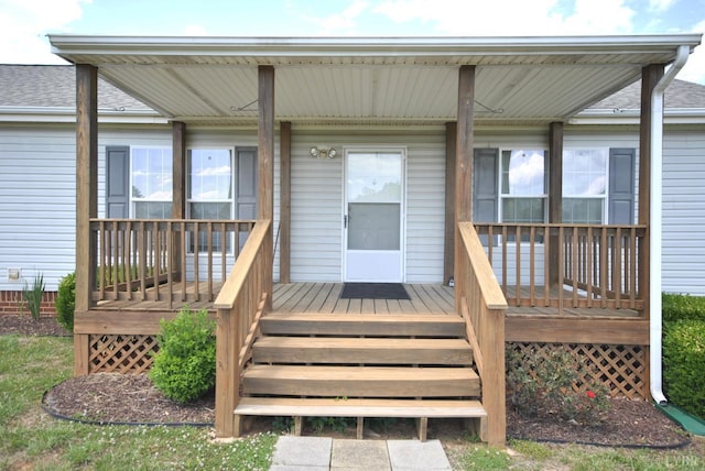 2453 Easome Rd, Hurt, VA 24563 - doorway to property featuring covered porch and a shingled roof