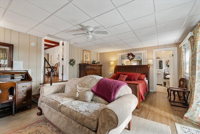 1670 Church St, Appomattox, VA 24522 - bedroom with ceiling fan, light wood-type flooring, and a drop ceiling