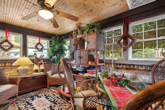 1670 Church St, Appomattox, VA 24522 - sunroom featuring ceiling fan and wooden ceiling