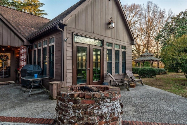 1670 Church St, Appomattox, VA 24522 - exterior space with a gazebo, grilling area, and french doors