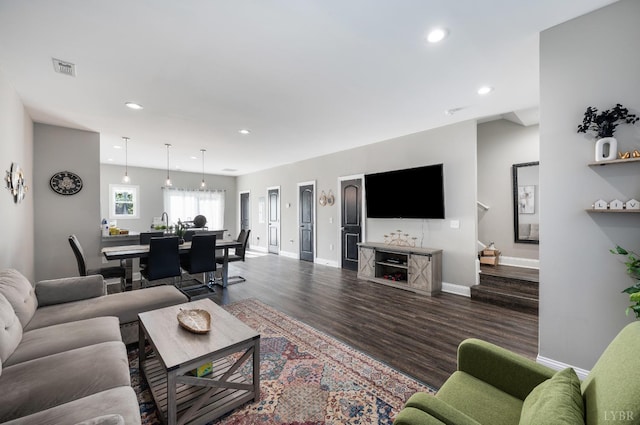 38 Emanuel Ct, Lynchburg, VA 24502 - living room with dark wood finished floors and recessed lighting