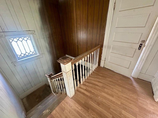 1711 Floyd St, Lynchburg, VA 24501 - stairway with wood finished floors and wooden walls