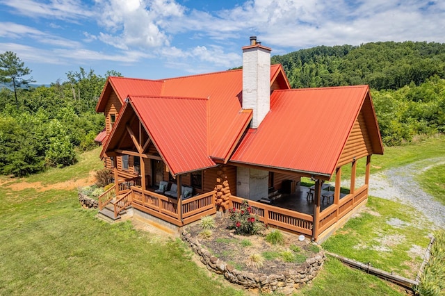 2766 Camden Rd, Big Island, VA 24526 - back of property with covered porch and a lawn