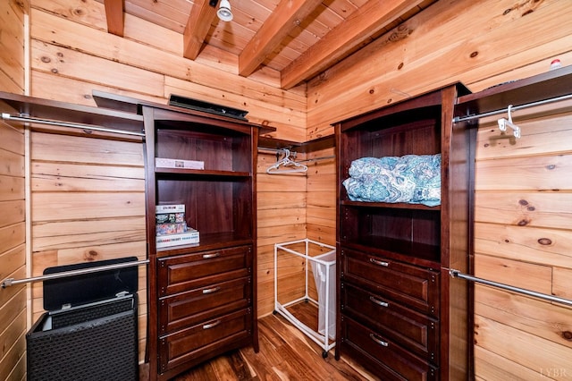 2766 Camden Rd, Big Island, VA 24526 - walk in closet featuring dark hardwood / wood-style flooring and beam ceiling