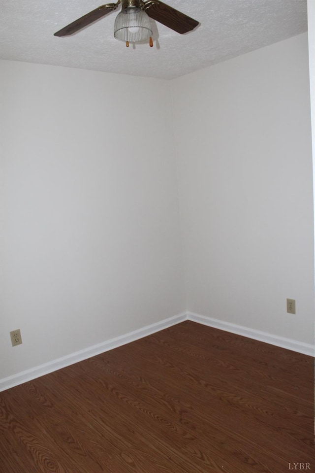 34 Cape Point Ct, Lynchburg, VA 24502 - spare room with baseboards, a textured ceiling, ceiling fan, and dark wood-style floors