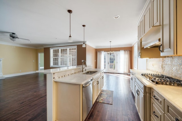 1060 Governors Ln, Forest, VA 24551 - kitchen featuring a sink, appliances with stainless steel finishes, cream cabinetry, light countertops, and crown molding