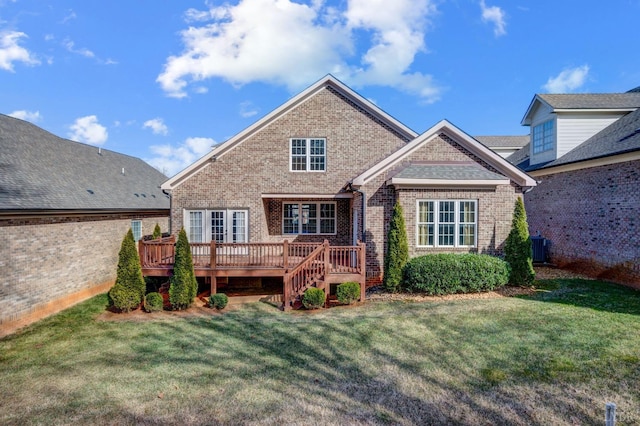 1060 Governors Ln, Forest, VA 24551 - back of house with brick siding, a deck, and a lawn