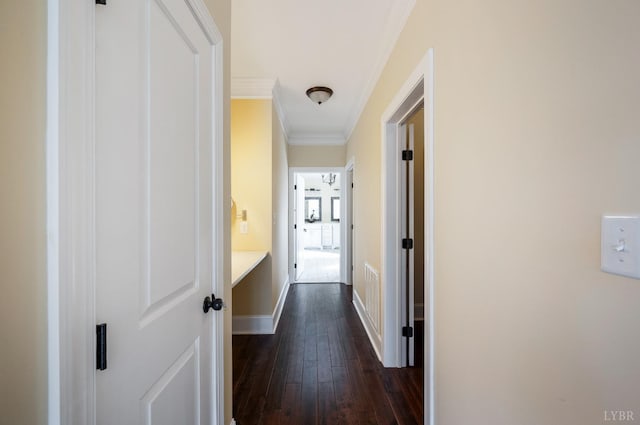 1060 Governors Ln, Forest, VA 24551 - hall with crown molding, dark wood-style floors, and baseboards