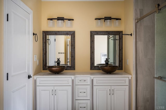 1060 Governors Ln, Forest, VA 24551 - bathroom with double vanity and a shower with shower door