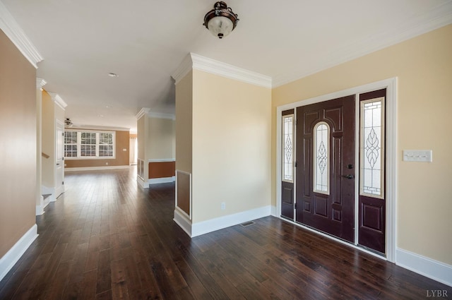 1060 Governors Ln, Forest, VA 24551 - foyer entrance featuring ornamental molding, dark wood-style floors, baseboards, and healthy amount of natural light