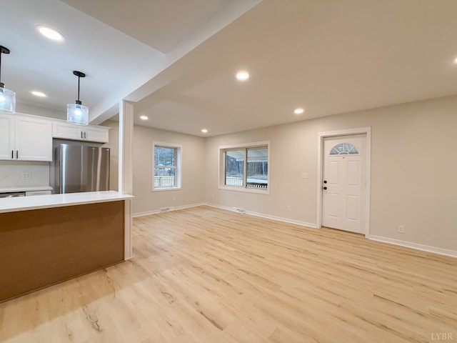 13273 Leesville Rd, Lynch Station, VA 24571 - unfurnished living room with recessed lighting, visible vents, light wood finished floors, and baseboards