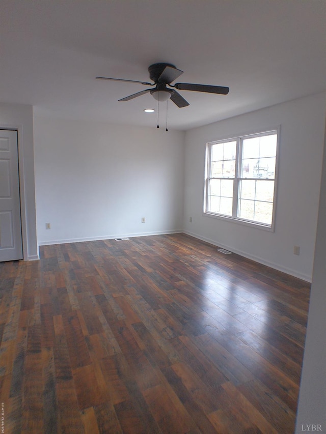 192 Main St, Madison Heights, VA 24572 - unfurnished room featuring a ceiling fan, dark wood-style flooring, and baseboards