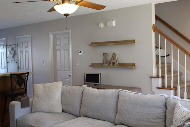 224 Duncraig Dr, Lynchburg, VA 24502 - living room featuring ceiling fan and stairs