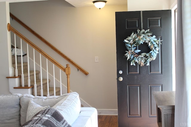 224 Duncraig Dr, Lynchburg, VA 24502 - entrance foyer featuring stairs, wood finished floors, and baseboards