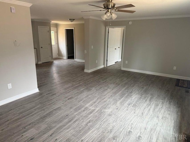 19 Cedar Bluff Ln, Hardy, VA 24101 - unfurnished room featuring ceiling fan, wood finished floors, and ornamental molding