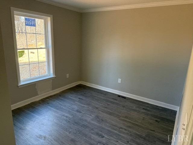 19 Cedar Bluff Ln, Hardy, VA 24101 - unfurnished room with crown molding, healthy amount of natural light, and dark wood-style floors