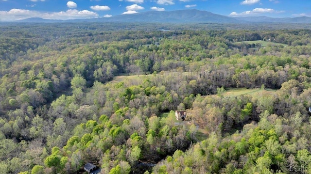 268 Leftwich Rd, Madison Heights, VA 24572 - aerial view of property's location with a heavily wooded area and a mountainous background