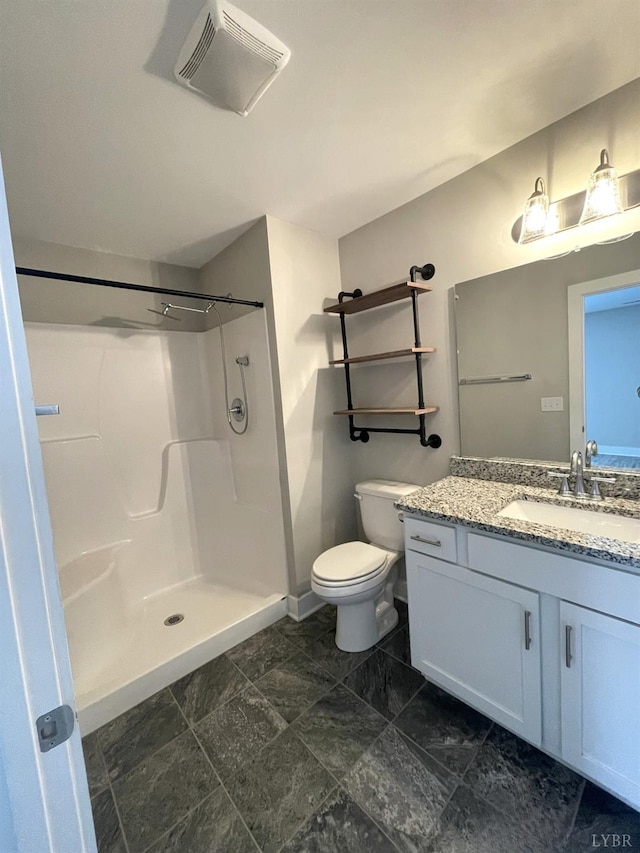 67 Warwick Dr, Lynchburg, VA 24501 - bathroom featuring walk in shower, toilet, and vanity