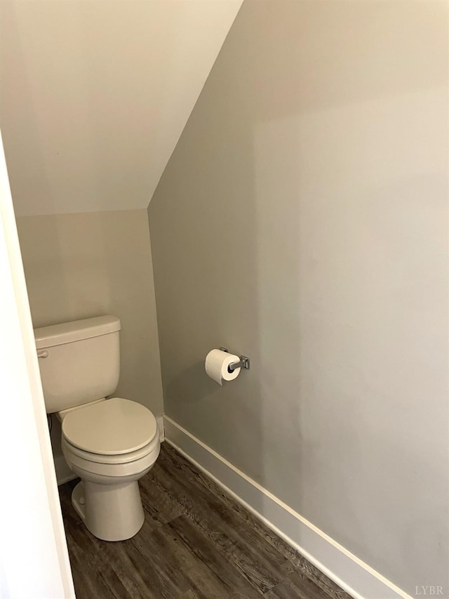 67 Warwick Dr, Lynchburg, VA 24501 - bathroom with hardwood / wood-style floors, toilet, and lofted ceiling