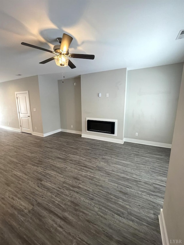 67 Warwick Dr, Lynchburg, VA 24501 - unfurnished living room featuring ceiling fan and dark hardwood / wood-style floors
