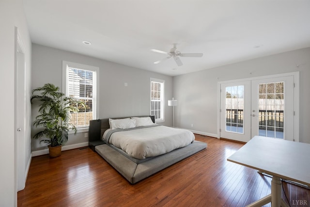 4802 Old Boonsboro Rd, Lynchburg, VA 24503 - bedroom with access to outside, hardwood / wood-style flooring, baseboards, french doors, and recessed lighting