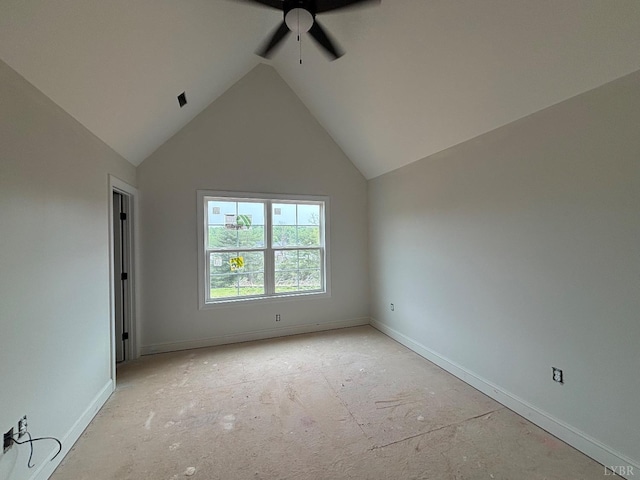 3 Live Oak Dr, Forest, VA 24551 - spare room with ceiling fan, vaulted ceiling, and baseboards