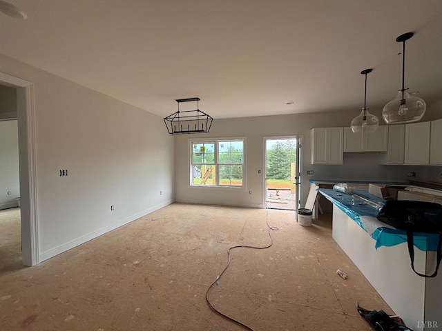 3 Live Oak Dr, Forest, VA 24551 - kitchen with white cabinetry, decorative light fixtures, and baseboards