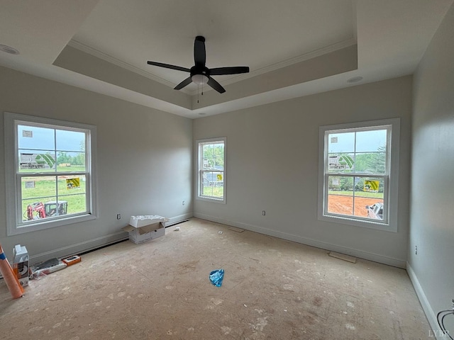 3 Live Oak Dr, Forest, VA 24551 - empty room featuring a raised ceiling, ornamental molding, a ceiling fan, and baseboards