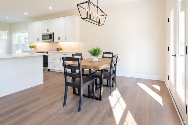 3 Live Oak Dr, Forest, VA 24551 - dining space with recessed lighting, wood finished floors, a chandelier, and baseboards