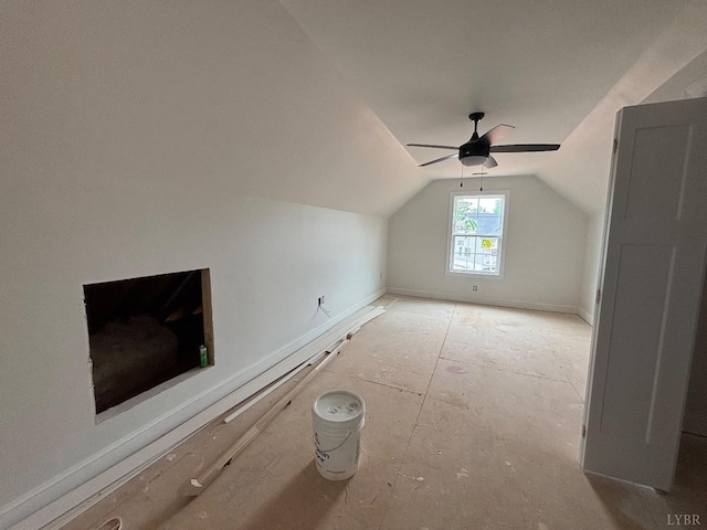 3 Live Oak Dr, Forest, VA 24551 - bonus room featuring ceiling fan, vaulted ceiling, and baseboards