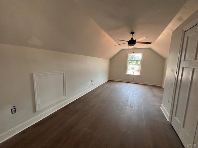 3 Live Oak Dr, Forest, VA 24551 - additional living space with dark wood finished floors, vaulted ceiling, and a ceiling fan