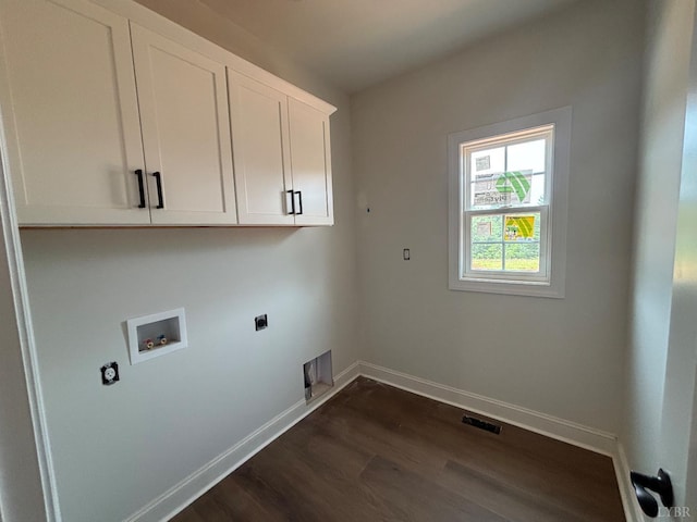 3 Live Oak Dr, Forest, VA 24551 - washroom featuring cabinet space, hookup for an electric dryer, hookup for a washing machine, and dark wood-type flooring