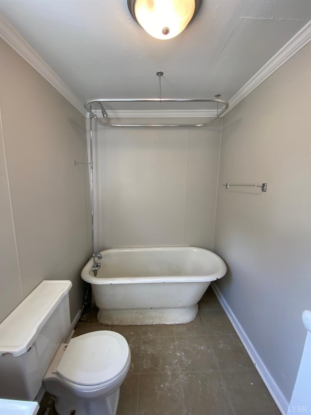 2278 Otey St, Lynchburg, VA 24501 - full bathroom with baseboards, ornamental molding, toilet, a bath, and a shower