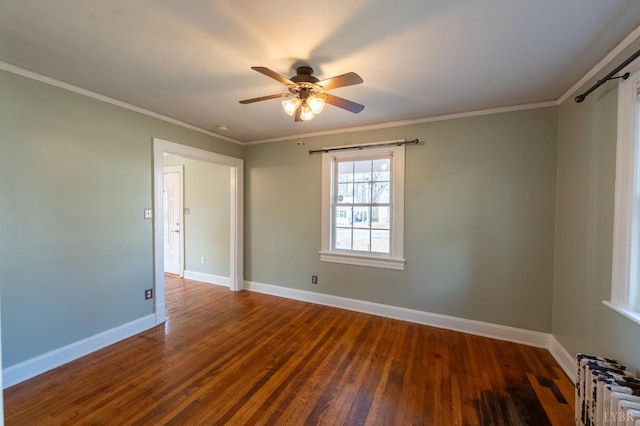 4610 Alabama Ave, Lynchburg, VA 24502 - unfurnished room with ceiling fan, crown molding, hardwood / wood-style flooring, baseboards, and radiator heating unit