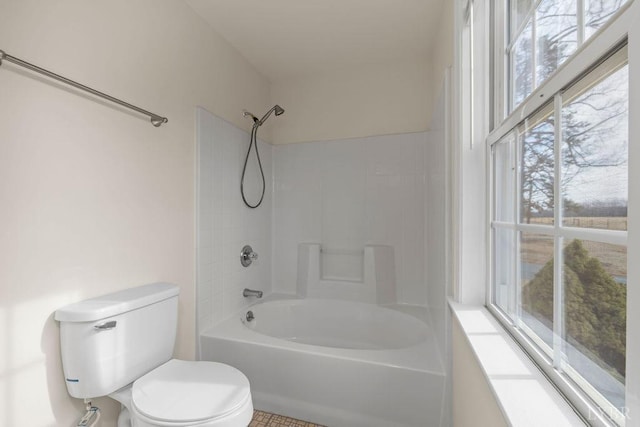 302 Pilot View Rd, Concord, VA 24538 - full bath featuring healthy amount of natural light, toilet,  shower combination, and tile patterned flooring
