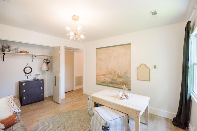 1926 Canterbury Ct Unit 301, Lynchburg, VA 24503 - office area featuring visible vents, light wood-style flooring, baseboards, and a chandelier
