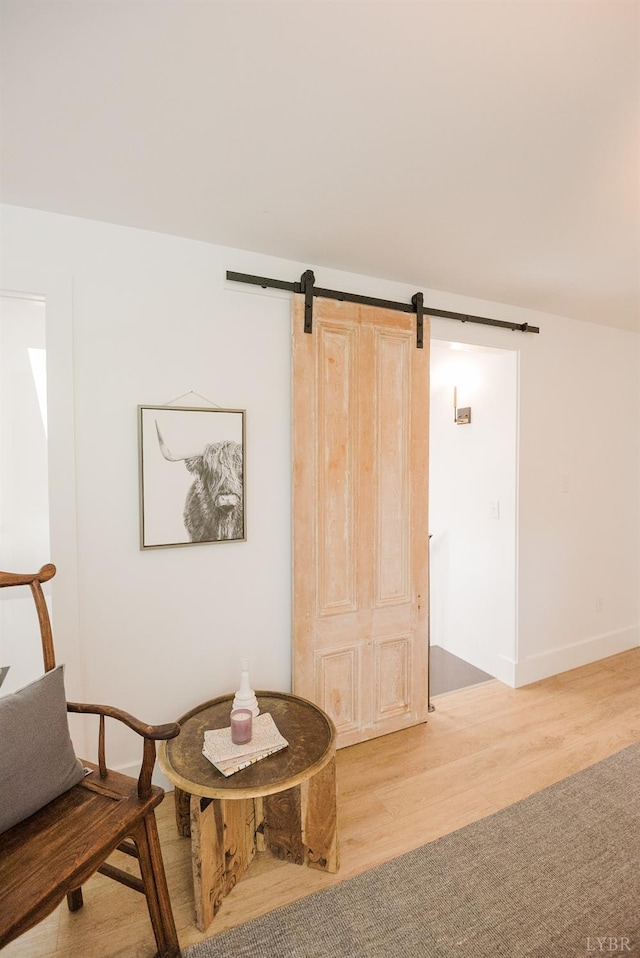 1926 Canterbury Ct Unit 301, Lynchburg, VA 24503 - living area with baseboards, a barn door, and light wood-style flooring